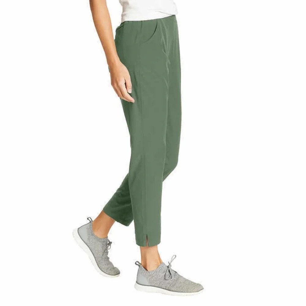 Eddie Bauer Traveler Ankle Pants XL Green 4-Way Stretch UPF 50+ Womens
